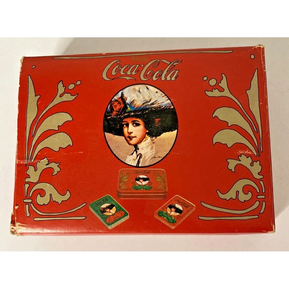 Vintage COCA COLA PLAYING CARDS in COLLECTIBLE TIN BOX ~ 2 Decks (1 Deck Sealed)